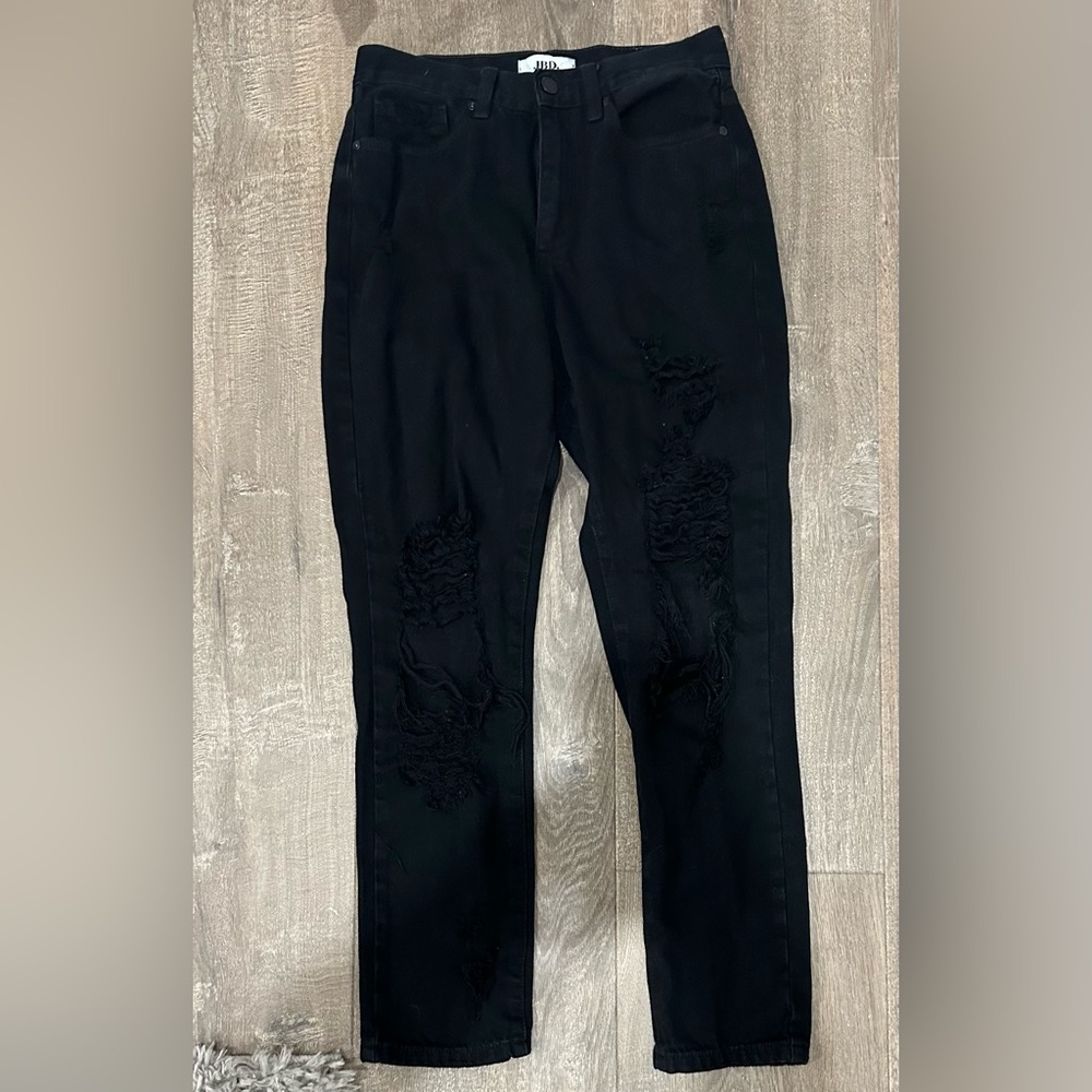 JBD black straight leg ripped jeans